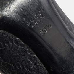 Pre Owned Gucci Black Guccissima Leather Peep Toe Pumps Size 38.5