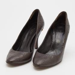 Pre Owned Gucci Brown Guccissima Leather Pumps Size 36.5