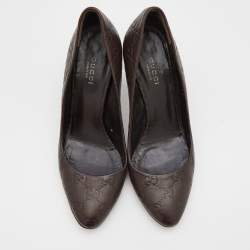 Pre Owned Gucci Brown Guccissima Leather Pumps Size 36.5