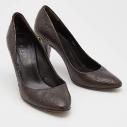 Pre Owned Gucci Brown Guccissima Leather Pumps Size 36.5