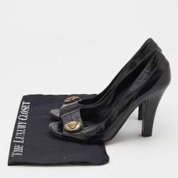 Pre Owned Gucci Black Patent Leather Hysteria Open Toe Pumps Size 39