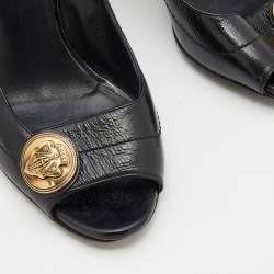 Pre Owned Gucci Black Patent Leather Hysteria Open Toe Pumps Size 39