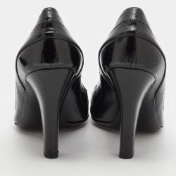 Pre Owned Gucci Black Patent Leather Hysteria Open Toe Pumps Size 39