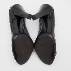 Pre Owned Gucci Black Patent Leather Hysteria Open Toe Pumps Size 39