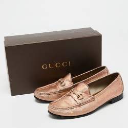 Pre Owned Gucci Multicolor Texture Leather Horsebit Loafers Size 36.5 