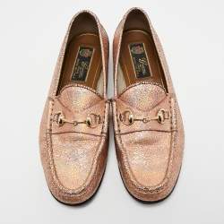 Pre Owned Gucci Multicolor Texture Leather Horsebit Loafers Size 36.5 