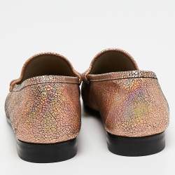 Pre Owned Gucci Multicolor Texture Leather Horsebit Loafers Size 36.5 