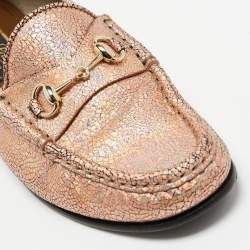 Pre Owned Gucci Multicolor Texture Leather Horsebit Loafers Size 36.5 