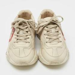 Pre Owned Gucci Cream Leather Rhyton Rock'n'Roll Lace Up Sneakers Size 39