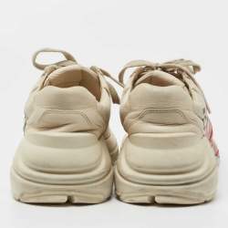 Pre Owned Gucci Cream Leather Rhyton Rock'n'Roll Lace Up Sneakers Size 39
