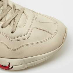 Pre Owned Gucci Cream Leather Rhyton Rock'n'Roll Lace Up Sneakers Size 39