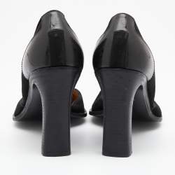 Gucci Black Suede And Patent Leather Square Toe Pumps Size 38