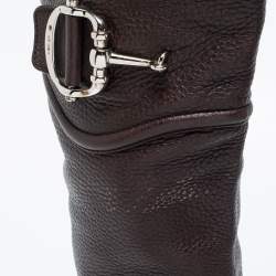 Pre Owned Gucci Dark Brown Leather Horsebit Calf Length Boots Size 38.5
