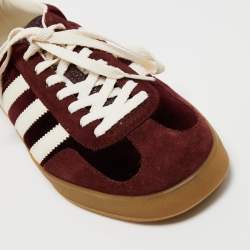 Pre Owned Adidas x Gucci Burgundy Velvet And Suede Gazelle Sneakers Size 44