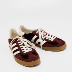 Pre Owned Adidas x Gucci Burgundy Velvet And Suede Gazelle Sneakers Size 44