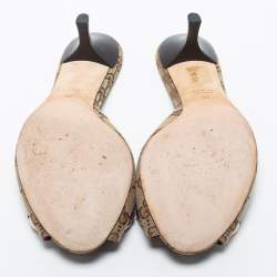 مملوكة مسبقًا Gucci Beige/Purple GG Canvas and Leather New Hollywood Horsebit Slides Size 38