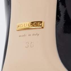 Pre Owned Gucci  Black Patent Leather Pearl Detail Pumps Size 36