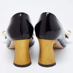 Pre Owned Gucci  Black Patent Leather Pearl Detail Pumps Size 36