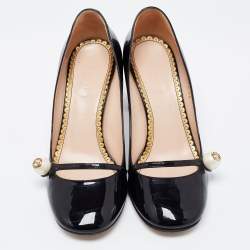 Pre Owned Gucci  Black Patent Leather Pearl Detail Pumps Size 36