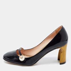 Pre Owned Gucci  Black Patent Leather Pearl Detail Pumps Size 36