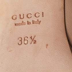 Pre Owned Gucci Beige Leather Horsebit Peep Toe Pumps Size 36.5