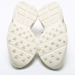 Pre Owned Gucci Off White Leather Rhyton Vintage Gucci Logo Sneakers Size 41