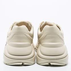 Pre Owned Gucci Off White Leather Rhyton Vintage Gucci Logo Sneakers Size 41