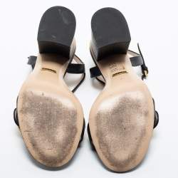 مملوكة مسبقًا Gucci Black Leather GG Marmont Ankle Strap Sandals Size 36