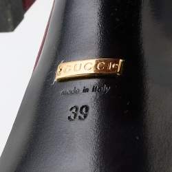 Gucci Burgundy Crystal Embellished Satin Platform Sandals Size 39