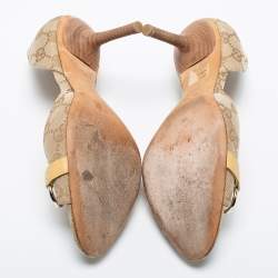 Pre Owned Gucci Beige/Brown GG Canvas Hollywood Horsebit D'orsay Pumps Size 36