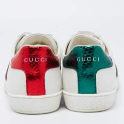 مملوكة مسبقًا Gucci White Leather Bee Embroidered Ace Low Top Sneakers Size 38