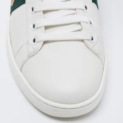 مملوكة مسبقًا Gucci White Leather Bee Embroidered Ace Low Top Sneakers Size 38