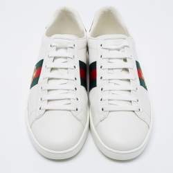 مملوكة مسبقًا Gucci White Leather Bee Embroidered Ace Low Top Sneakers Size 38