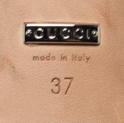 Pre Owned Gucci Silver Leather Interlocking G Logo Embellished Ballet Flats Size 37