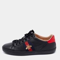 Pre Owned Gucci Black Leather Ace Low Top Sneakers Size 38