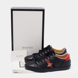 Pre Owned Gucci Black Leather Ace Low Top Sneakers Size 38