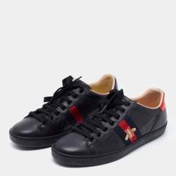 Pre Owned Gucci Black Leather Ace Low Top Sneakers Size 38