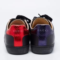 Pre Owned Gucci Black Leather Ace Low Top Sneakers Size 38
