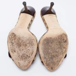 Gucci Beige GG Canvas and Leather Horsebit Mule Sandals Size 39