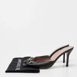 مملوكة مسبقًا Gucci Black Guccssima Horsebit Hollywood Slide Sandal Size 39.5