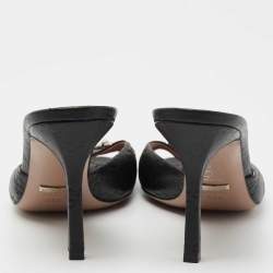 مملوكة مسبقًا Gucci Black Guccssima Horsebit Hollywood Slide Sandal Size 39.5