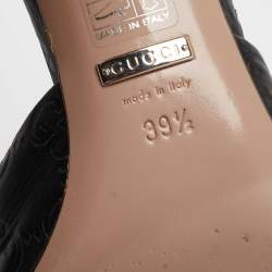 مملوكة مسبقًا Gucci Black Guccssima Horsebit Hollywood Slide Sandal Size 39.5