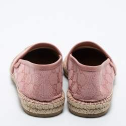 Pre Owned Gucci Pink GG Canvas  Slip On Espadrille Flats Size 38.5