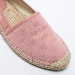 Pre Owned Gucci Pink GG Canvas  Slip On Espadrille Flats Size 38.5