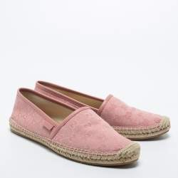 Pre Owned Gucci Pink GG Canvas  Slip On Espadrille Flats Size 38.5