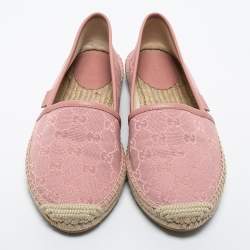Pre Owned Gucci Pink GG Canvas  Slip On Espadrille Flats Size 38.5