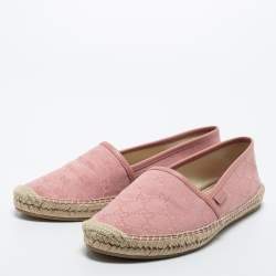 Pre Owned Gucci Pink GG Canvas  Slip On Espadrille Flats Size 38.5