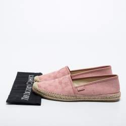 Pre Owned Gucci Pink GG Canvas  Slip On Espadrille Flats Size 38.5