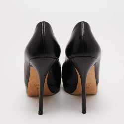 Pre Owned Gucci Black Leather Pointed Toe Pumps Size 38.5