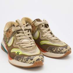 Gucci Multicolor Mesh, Leather and Suede Ultrapace Low Top Sneakers Size 38